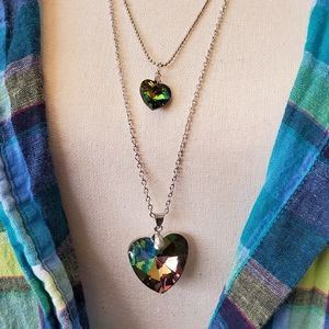 Pretty double strand heart prism necklace